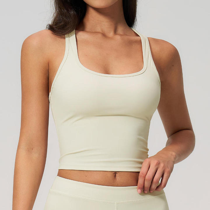 JY New Arrival Brushed Breathable Women Sleeveless Vest Running Square Neck Tank Top Custom Women's Athletic Racerback Gym Top