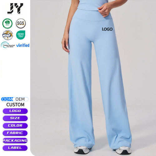 JY 2026 OEM Women Solid High Waist Ruched Butt Lifting Flare Yoga Pants Nylon Spandex Tummy Control Quick Dry 4 Ways Stretch Gym