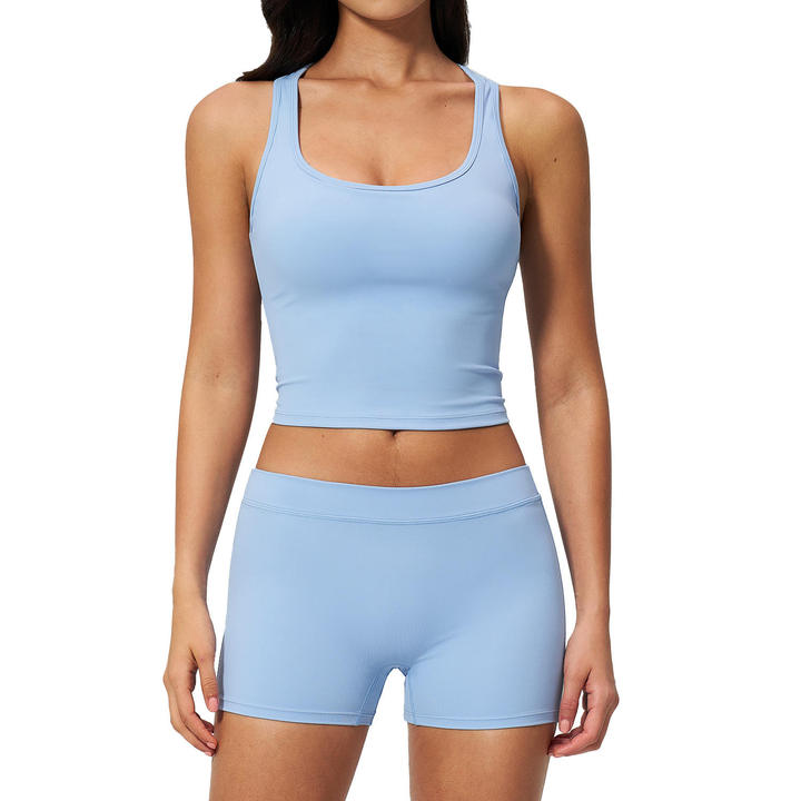 Hot-Selling Yoga Set Women's Sports Tank Top and Running Pilates Shorts Two-Piece Set