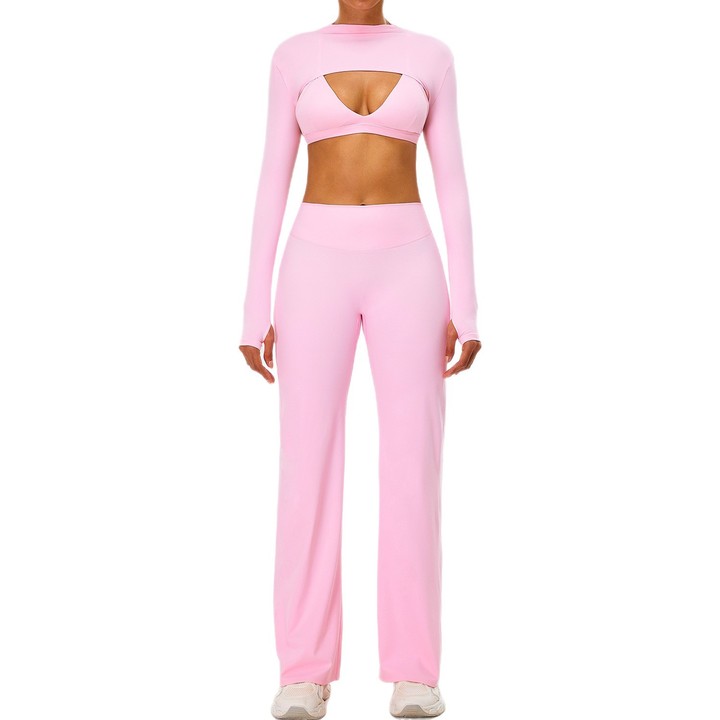 Joyyoung Autumn Winter Spandex/Nylon Ammonia Double-Milled Breathable Warm Yoga Set Womens Nude-Feel High-Waist Hip-Lifting