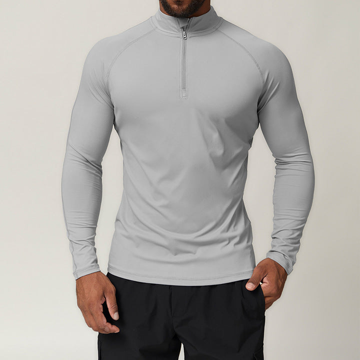 JY Custom Sports Quick-drying Zipper Long-sleeved T-shirt Running Fitness Home Commuter Casual Top for Men