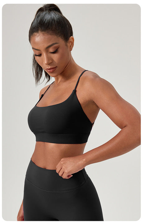 JY Custom Logo Comfortable Halter Minimal Deportes Adjustable Straps Gym Yoga Backless Women Fitness Workout Sports Bra OEM ODM