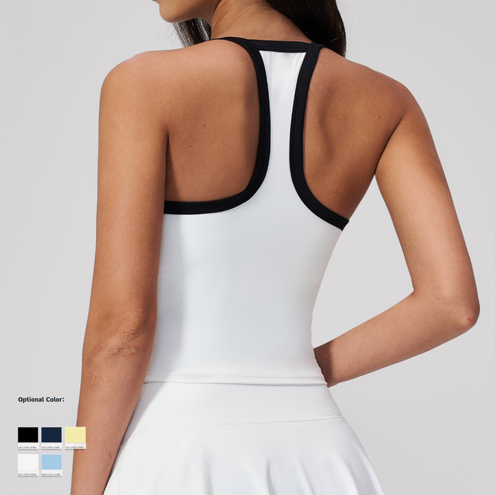 JY 2026 High Quality Color Blocking Nude Vest Shock-absorbing Gathering Sexy Slim Fit Beautiful Back Running Fitness Yoga Vest