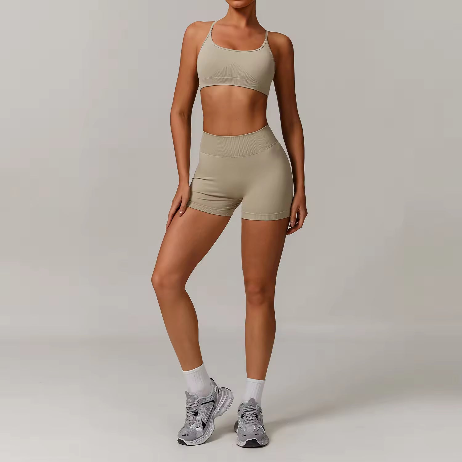 Cross Back Bra & Scrunch Shorts Set