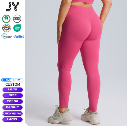 JY 2026 Custom Logo Spandex Sportswear High Waist Yoga Pants Gym Workout Tight Fitness Butt Lift Leggings for Women 4-Way Solid
