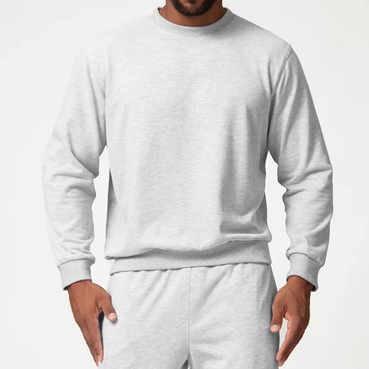 JY 2024 American Sports Leisure Round Neck Sweat Solid Color Citywalk Home Commuter Sweat Men's Wear