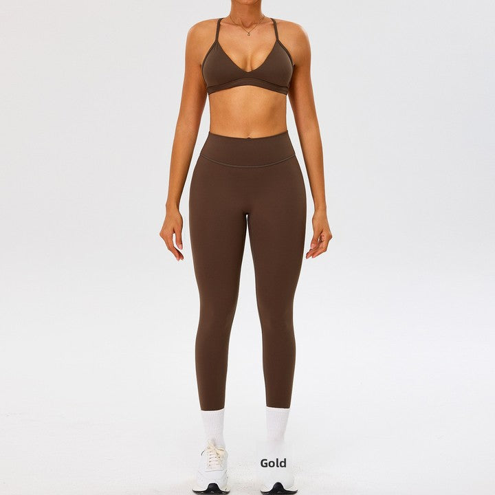 Joyyoung Autumn Winter Spandex/Nylon Ammonia Double-Milled Breathable Warm Yoga Set Womens Nude-Feel High-Waist Hip-Lifting