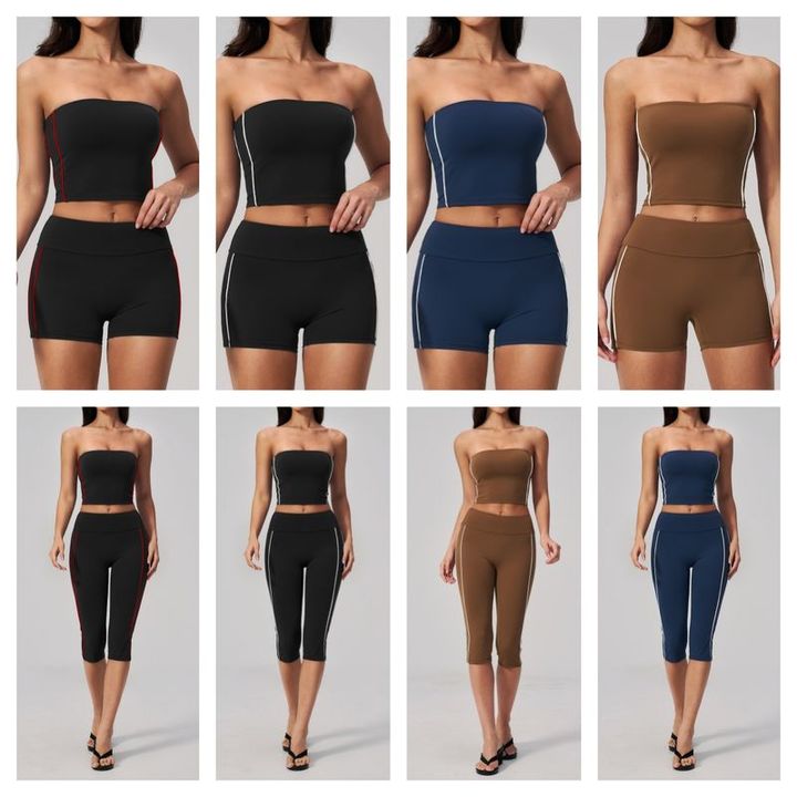 JY Summer Strapless Yoga Wear for Lades Fitness Quick-drying Exercise High-elasticity Peach Butt Workout Clothes Set Plus Size