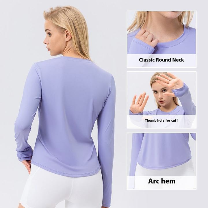 JY Slim Women's Sports Long Sleeves T Shirt UV Protection Loose Breathable Running Yoga Clothes Fitness Gym Long Sleeves Shirt