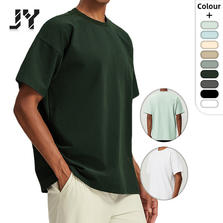 JY 2024 Cotton Sweat Absorbing Breathable Sports T-shirt Loose Sports Casual Citywalk Men's Fitness Top