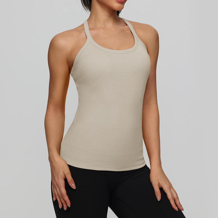 JY 2026 High Quality Ladies Fitness Sportswear with Four-Way Stretch Quick Dry Breathable Halter Workout Crop Top for Women