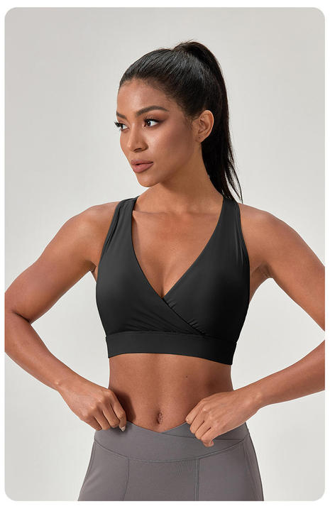 JY New Custom Active Fitness Workout Women Sports Wear Nude Feeling Quick Dry High Strap Cross Back Gym Yoga Top Bra for Women