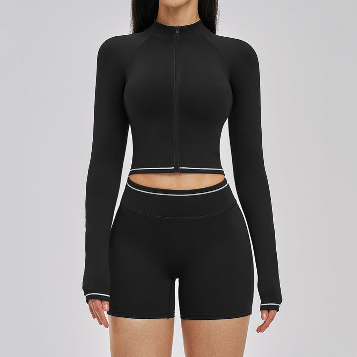 Joyyoung High Quality Solid Bra Legging Jacket Fitness Set Open Back High Waist Breathable Sports Suit Women Outdoor Running