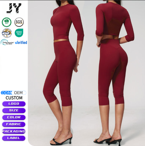 JY New Arrival Women Brushed Yoga 2 Piece Set High Waist Slim Fit Pilates Training Running Gym Workout Sports Activewear Outfit