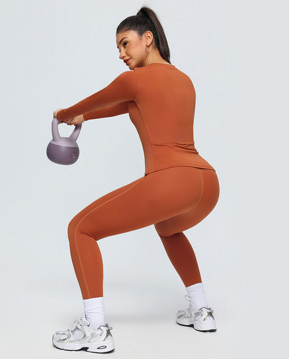 JY Double-sided Brushed Long Sleeve Training Sports T Shirt Quick Drying Running Fitness Yoga Wear Sport Yoga Shirts for Women