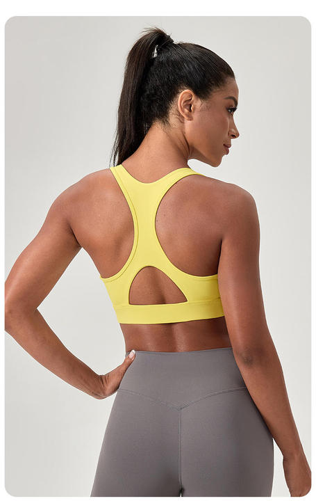 JY New Custom Active Fitness Workout Women Sports Wear Nude Feeling Quick Dry High Strap Cross Back Gym Yoga Top Bra for Women