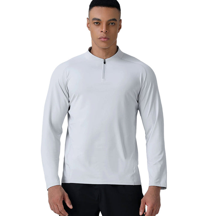 Men's Polartec Fleece Half-Zip Jersey Loose Fit Winter Thermal Base Layer for Running & Cycling Solid Pattern Plain Dyed