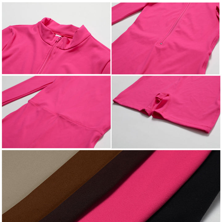 New Zipper Bodycon Workout Women Gym Jumpsuit Breathable One Piece Long Sleeve Sport Jumpsuit for Pilates