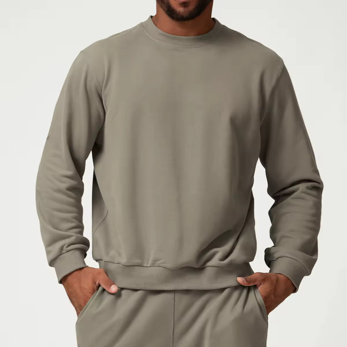 JY 2024 American Sports Leisure Round Neck Sweat Solid Color Citywalk Home Commuter Sweat Men's Wear