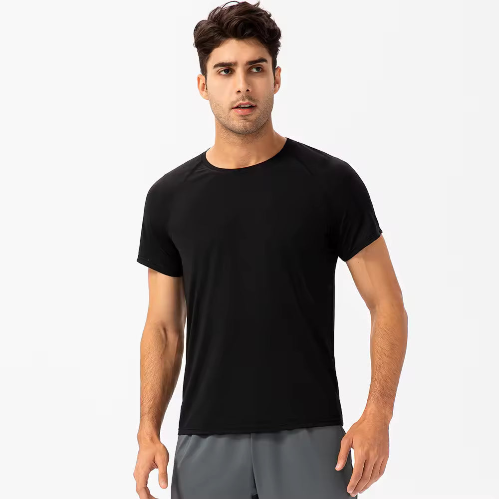 Men's Quick Dry Fitness Tees Bodybuilding Tops Muscle Fit Gym Train Compression Top Mens Skin Tight T-shirt