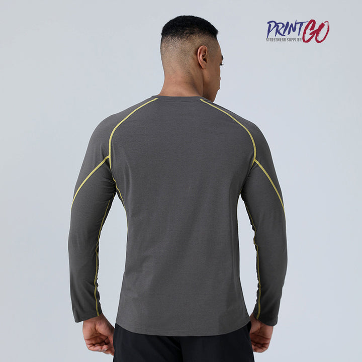 Men's Printed Sport Shirt Long Sleeve Slim Fit Breathable Quick-Drying Knitted Polyester/Spandex for Outdoor Running & Cycling