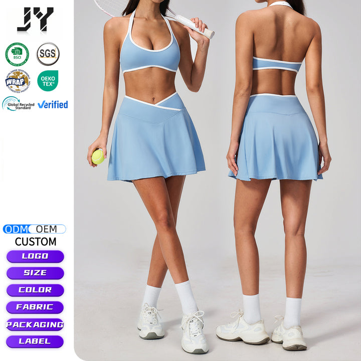 Joyyoung 2026 New Arrivals Workout Sets for Women 2 Piece Gym Top and Skirts Set Quick Dry Breathable Yoga Sets