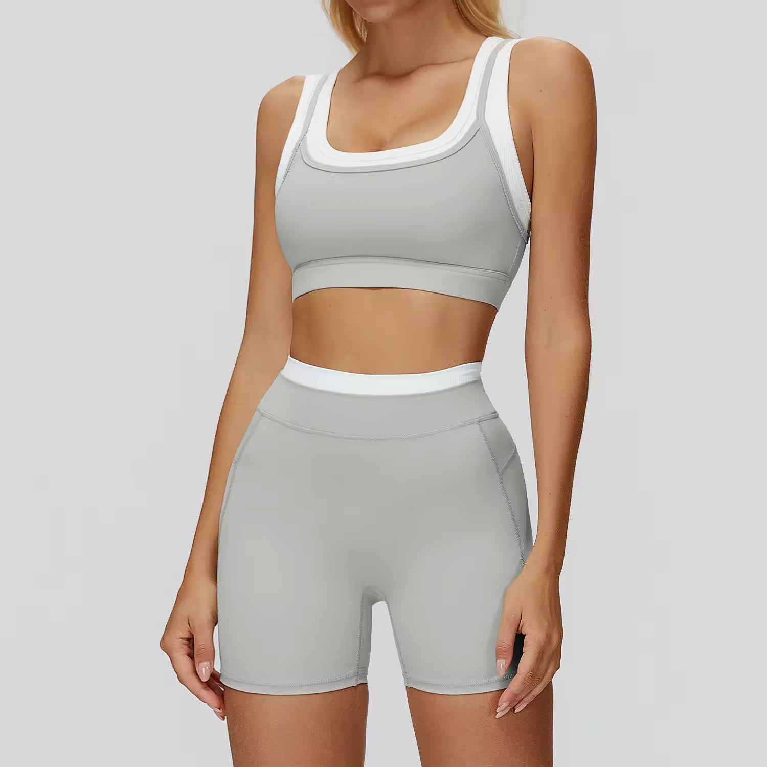 Dual Layer Sports Bra & Shorts Set