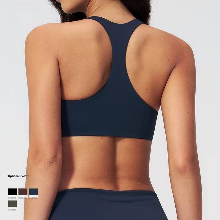 JY High-Elastic Padded Yoga Bra Bare-Sense Halter Neck Lightweight Spandex Crop Top Shockproof High-Intensity Yoga Vest Plus