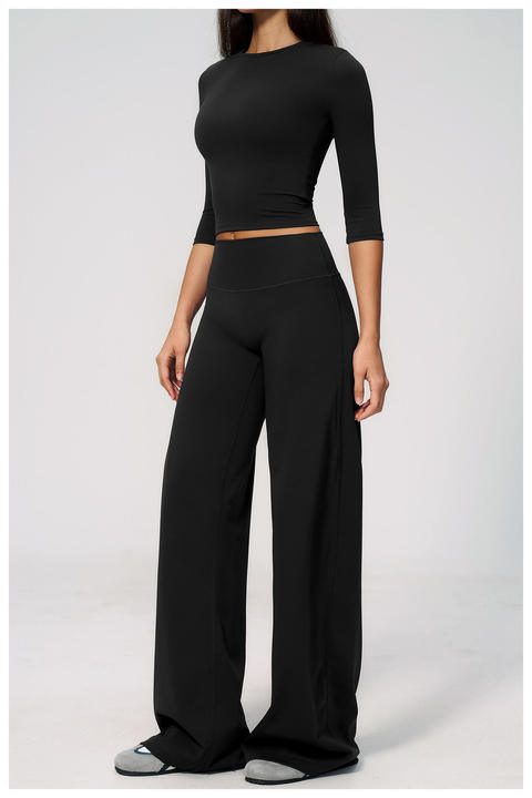 JY New Arrival High Waist Yoga Outfit Set Women High-Waisted Relaxing Yoga Set Fit Turned-Over Waist Sweat-Wicking Spandex/Nylon