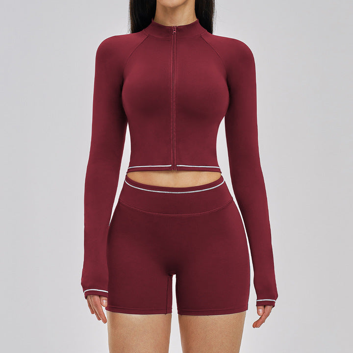 Joyyoung High Quality Solid Bra Legging Jacket Fitness Set Open Back High Waist Breathable Sports Suit Women Outdoor Running
