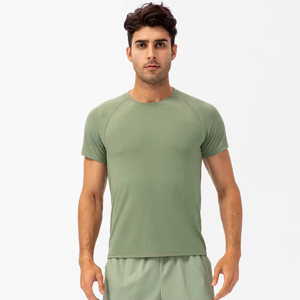 Men's Quick Dry Fitness Tees Bodybuilding Tops Muscle Fit Gym Train Compression Top Mens Skin Tight T-shirt