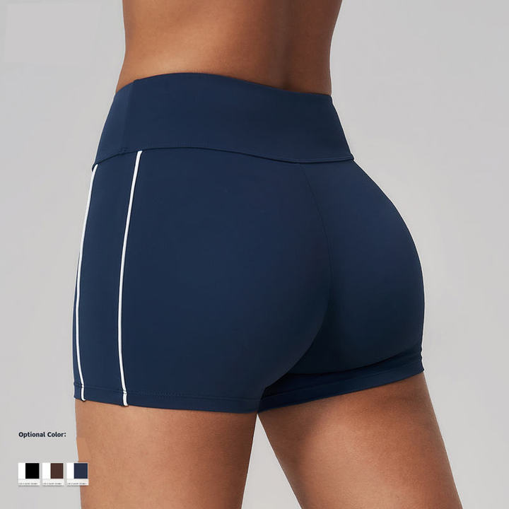 JY New Style Hot Selling Factory Wholesale High Waisted Workout Shorts Color Binding Side Stripe 4-way Stretch Yoga Biker Shorts
