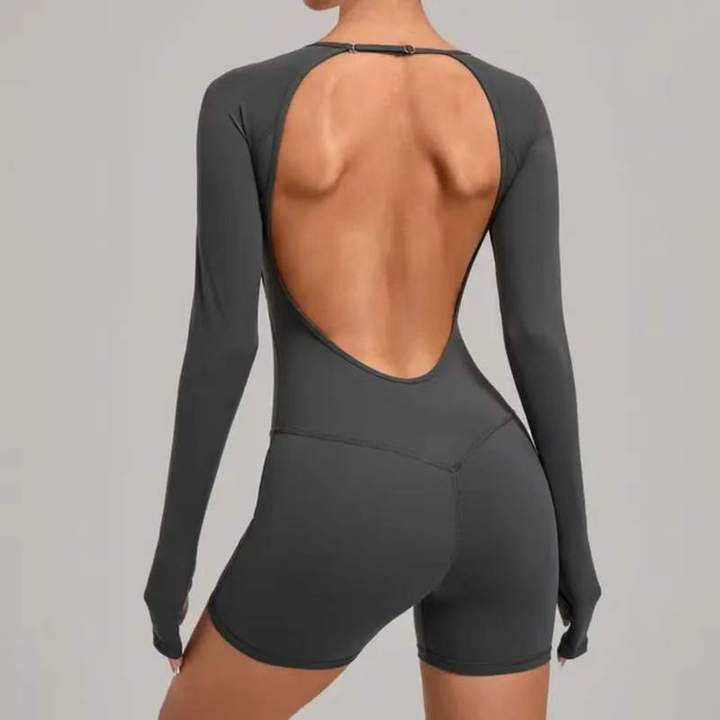 JY Naked Feeling Yoga Bodysuit Open Back Adjustable Straps Sweat-Wicking Eco-Friendly Activewear Tummy Control Jumpsuits Rompers
