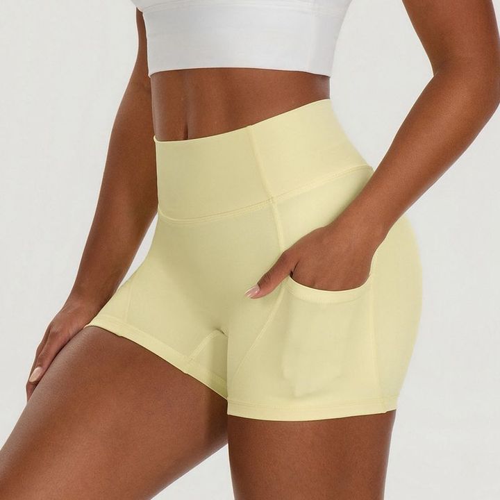 JY 2026 New Style High Waist Solid Yoga Shorts for Women with Pockets Butt Lifting Four-Way Stretch Summer for Workout Training