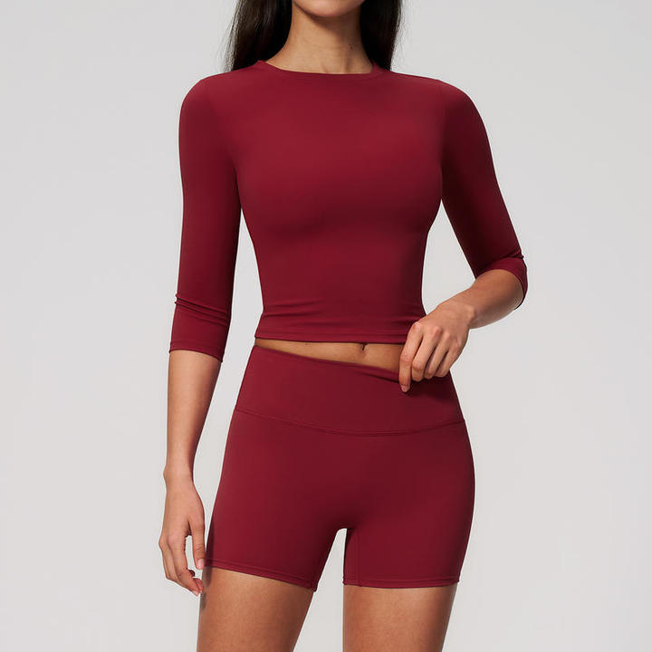 JY New Arrival High Quality Customized Short Sleeved Slim Top High Waist Tight Fitness Sport Shorts 2 Pieces Yoga Sets for Women