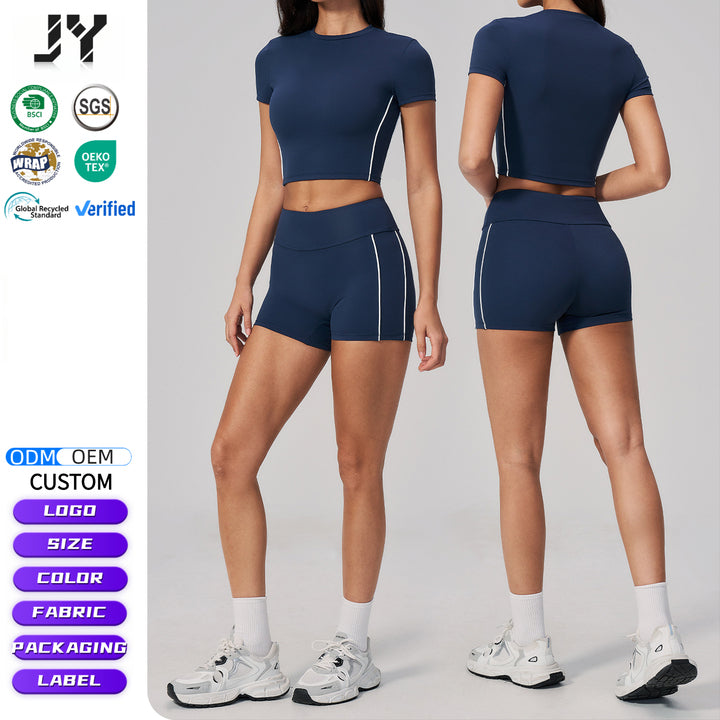 Joyyoung New 2PCS Activewear Womens Sports High-Waist T-shirt and Shorts Quick Dry Running Casual Gym Fitness Yoga Sports Sets