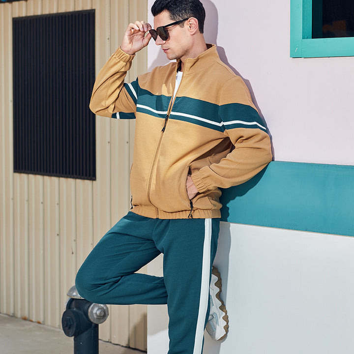 Men's Training Gym Sportswear Two Pieces Tracksuit Hoodie and Pants Sweat Suit