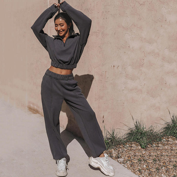 Joyyoung Tracksuit Women Two Piece Set Tops and Long Pants Split Out Sportsuit Clothes for Women Outfit