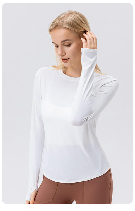 JY Slim Women's Sports Long Sleeves T Shirt UV Protection Loose Breathable Running Yoga Clothes Fitness Gym Long Sleeves Shirt