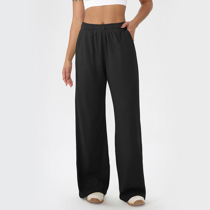 JY 2026 Custom Logo Private Label High Waist Loose Sports Pants Women Plain Casual Running Training Yoga Pants With Side Pockets