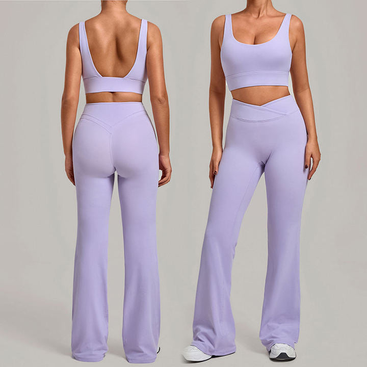 JY Summer Breathable Tight I-shaped Sports Gym tank Tops Workout Leggings with Pockets Sets Running Yoga Fitness Two-piece Set