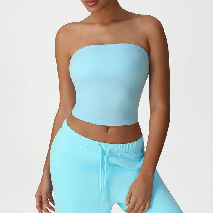 JY 2026 High Quality Strapless Women's Yoga Tank Seamless Shockproof Breathable Gym Clothing Lightweight Reversible XL Beautiful