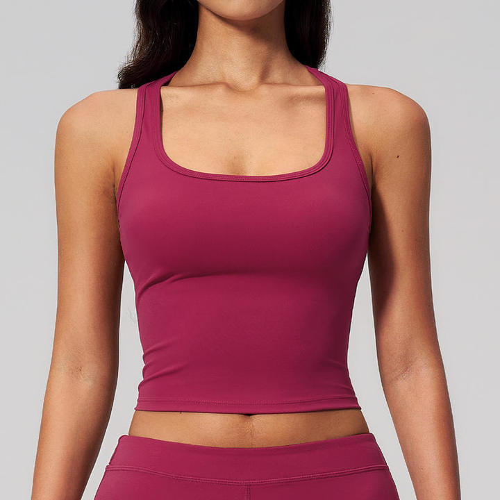 JY New Arrival Brushed Breathable Women Sleeveless Vest Running Square Neck Tank Top Custom Women's Athletic Racerback Gym Top