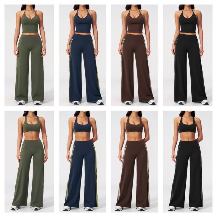 JY New Arrival Halter Sports Bra Tops High Waist Flared Pants Leggings Suits Eco-Friendly Quick Dry Breathable Yoga Active Sets