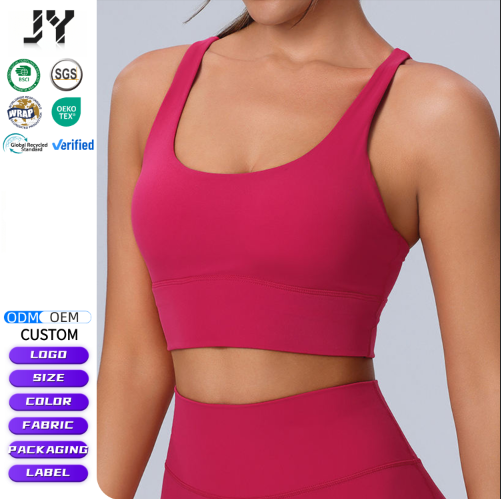 JY New Women's Sexy Back Cross Double Straps Sports Bra Breathable Four-Way Stretch Gym Fitness Yoga Tops for Sports Enthusiasts