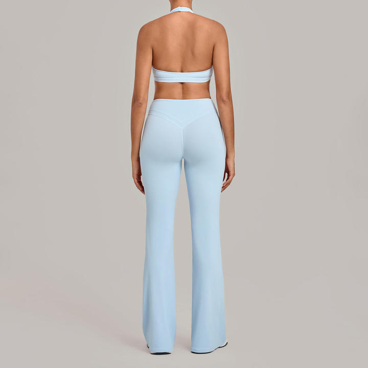 JY Custom Logo Women's Sets 2 Piece Set Sport Bra Top and Flared Pants Active Wear Workout Clothes Gym Fitness Clothing Yoga Set