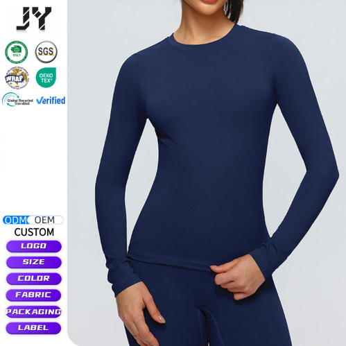 JY Double-sided Brushed Long Sleeve Training Sports T Shirt Quick Drying Running Fitness Yoga Wear Sport Yoga Shirts for Women