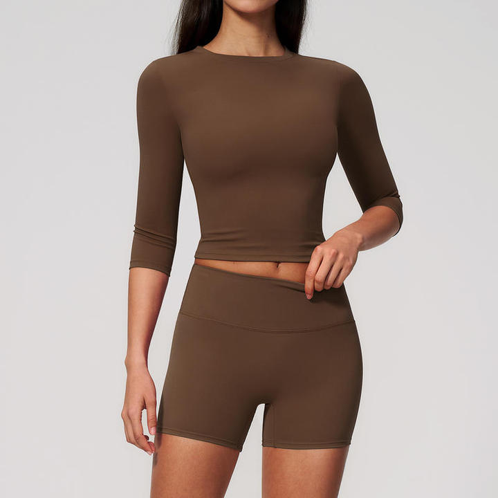 JY New Arrival High Quality Customized Short Sleeved Slim Top High Waist Tight Fitness Sport Shorts 2 Pieces Yoga Sets for Women