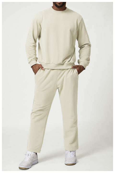 JY 2024 American Sports Leisure Round Neck Sweat Solid Color Citywalk Home Commuter Sweat Men's Wear