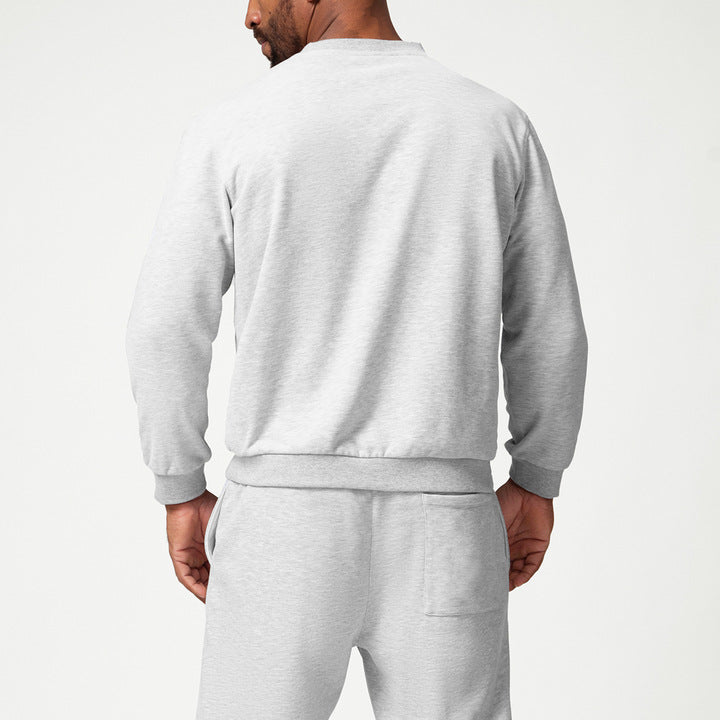JY 2024 American Sports Leisure Round Neck Sweat Solid Color Citywalk Home Commuter Sweat Men's Wear